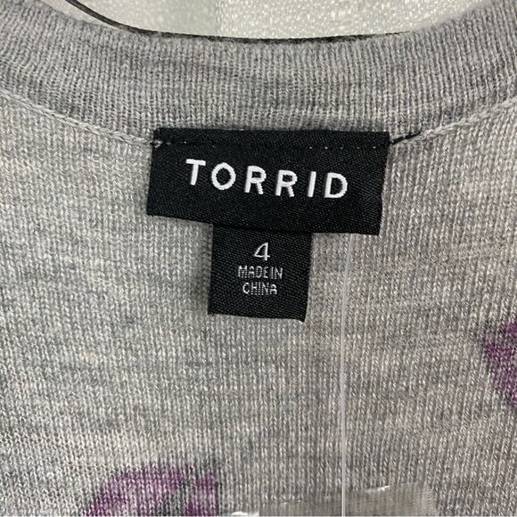 Torrid Gray Kisses Long Sleeve Slub Boyfriend Cardigan Sz.4 NWT - Picture 7 of 14
